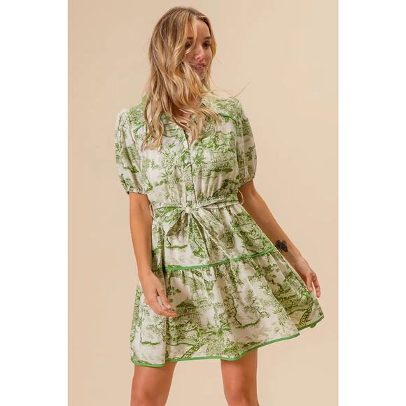 BiBi Woven Printed Tiered Dress - Picture 3 of 16